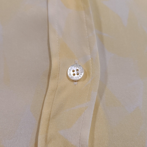Amina Rubinacci Yuppy Yellow Leaf Print Silk Blouse - Picture 4 of 8